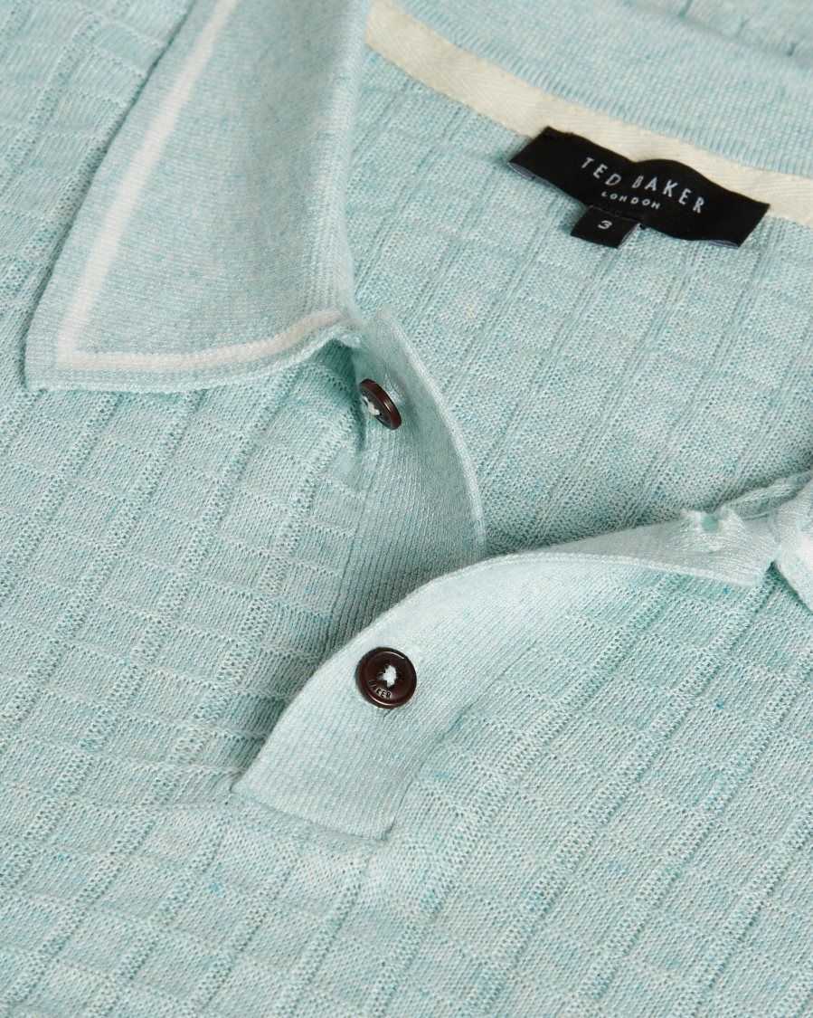 Ted Baker Pitfeld Knitted Stitch Polo Shirt Sky Blue | 53629-FZUC