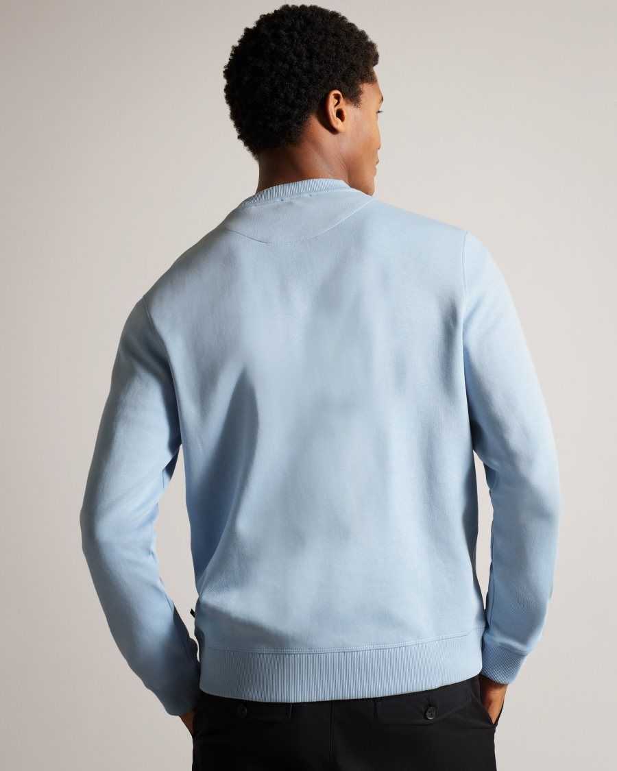 Ted Baker Pitney Regular Fit Embroidered MonogramJumper Pale Blue | 85317-NFSQ