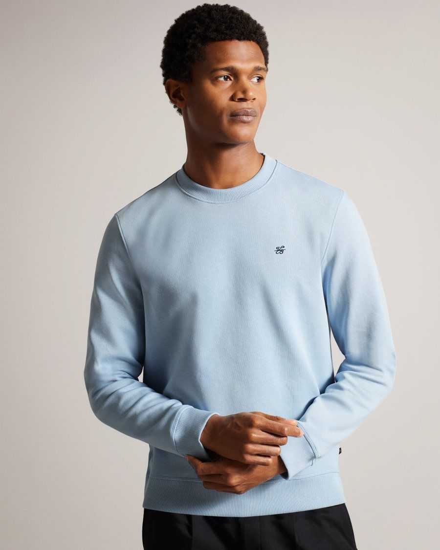 Ted Baker Pitney Regular Fit Embroidered MonogramJumper Pale Blue | 85317-NFSQ