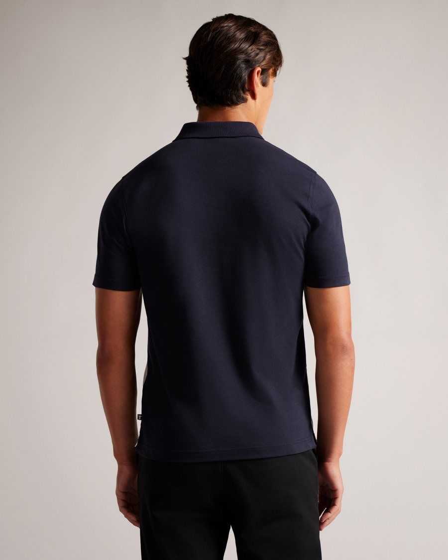 Ted Baker Pollaid Short Sleeve House Check Polo Shirt Navy | 26480-FOHB