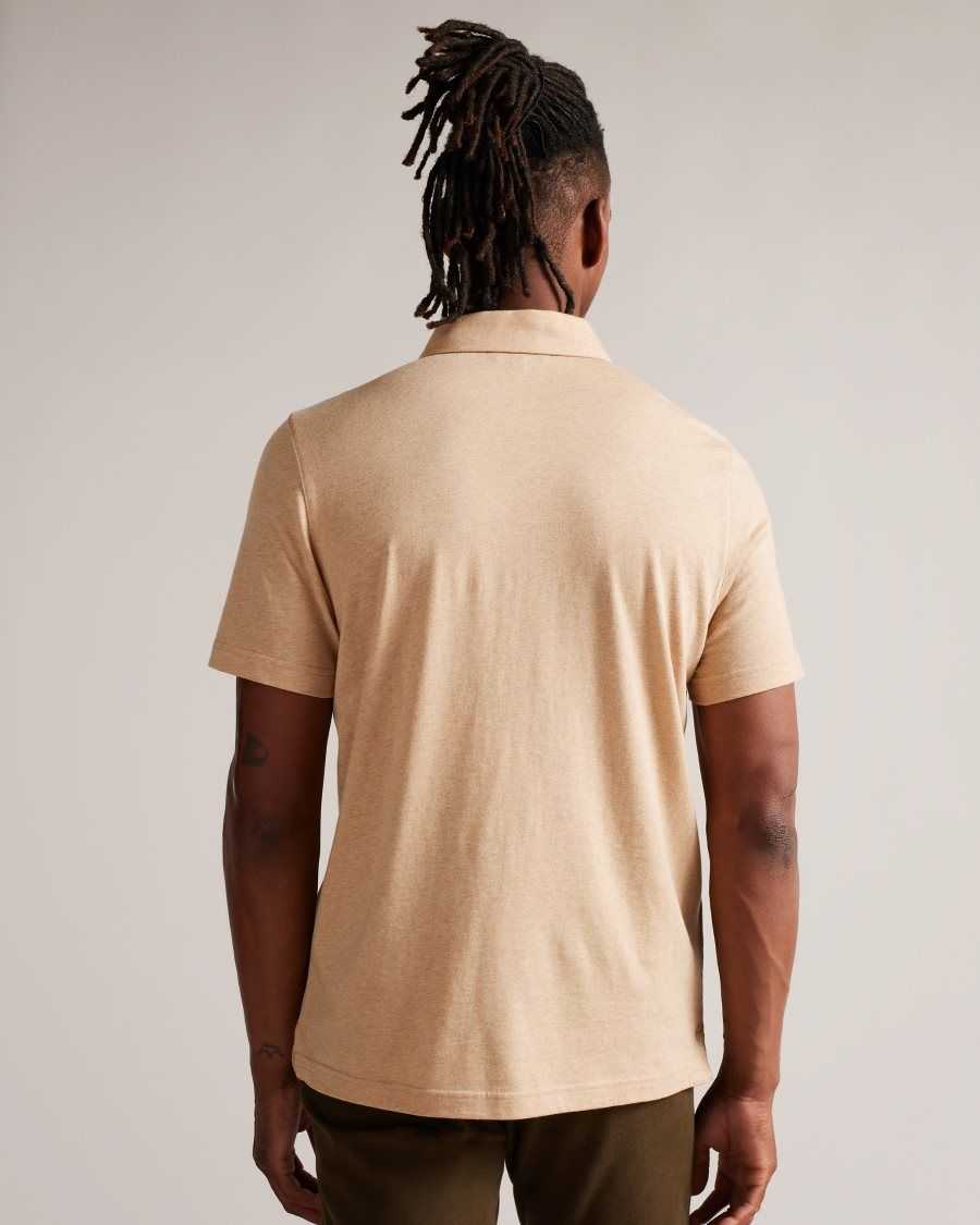 Ted Baker Polsden Short Sleeve Cashmere Blend Polo Shirt Camel | 42013-TZDE