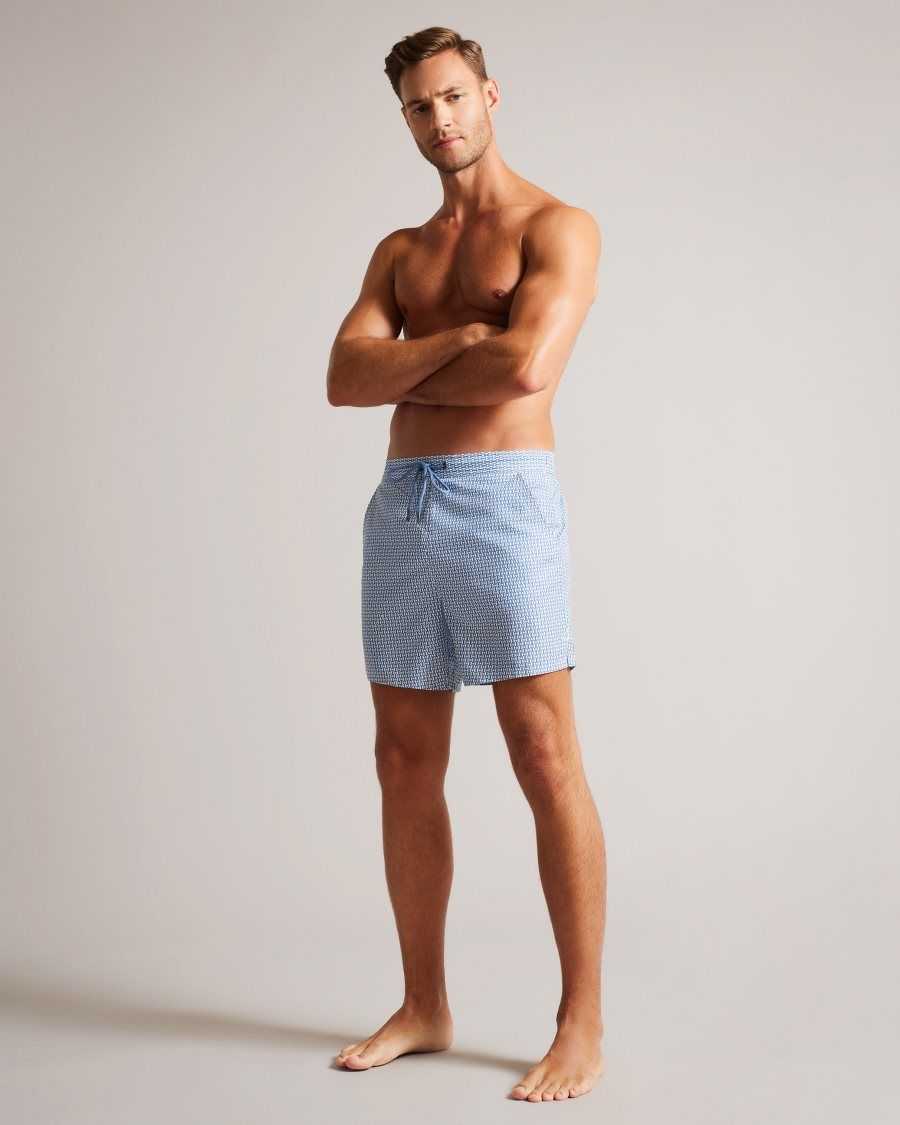 Ted Baker Popov Geometric Swim Shorts Dark Blue | 68309-VQSC