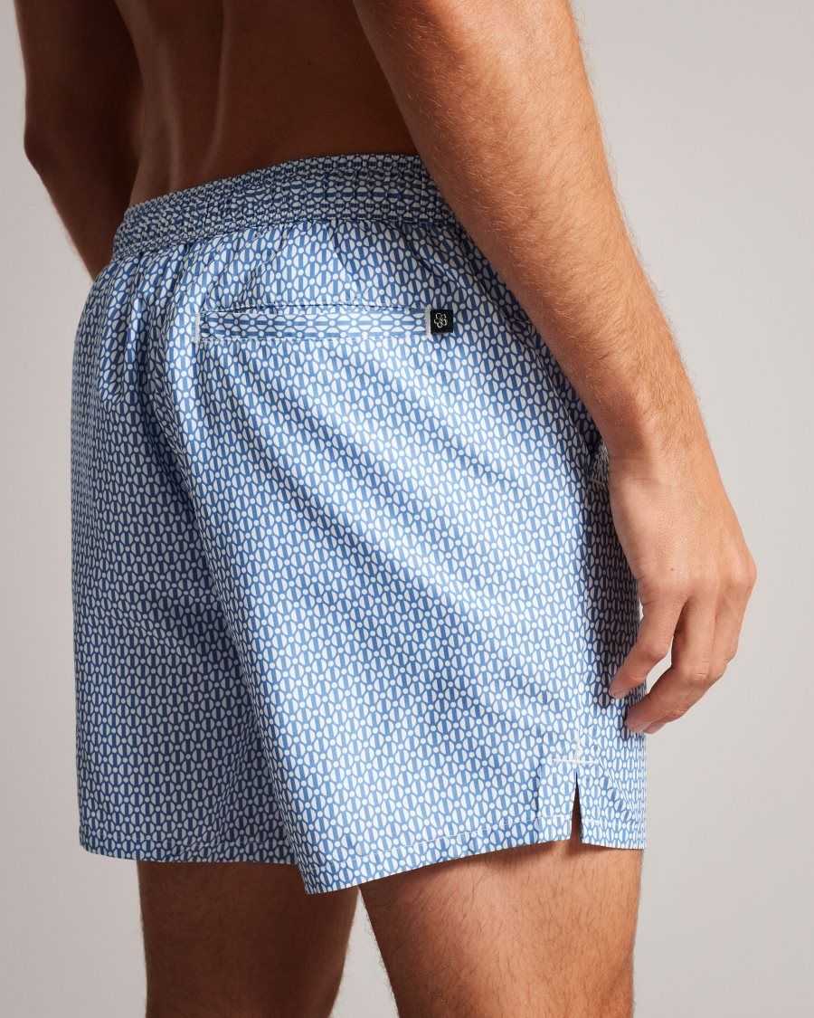 Ted Baker Popov Geometric Swim Shorts Dark Blue | 68309-VQSC