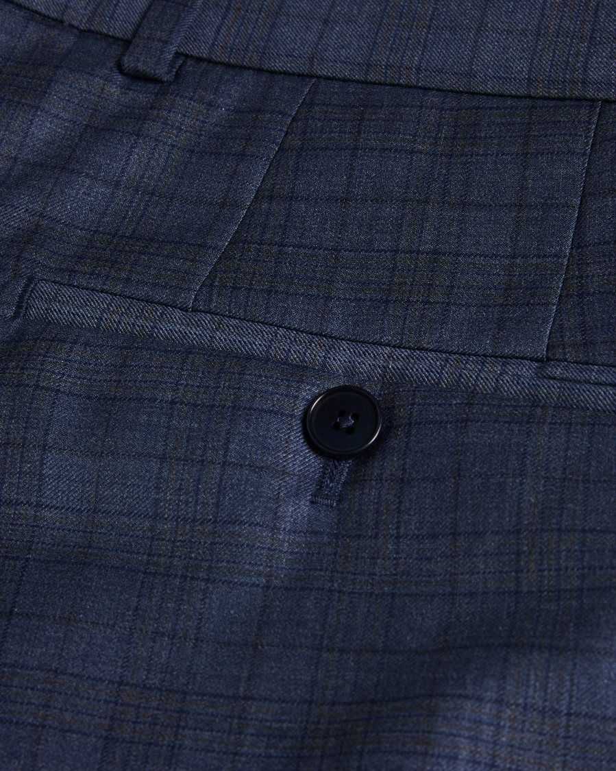 Ted Baker Portets Wool Blend Check Trousers Blue | 51403-AUXS