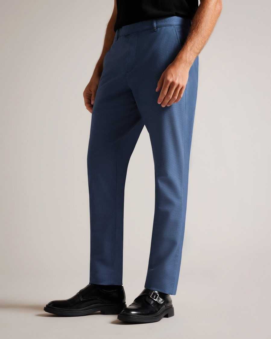 Ted Baker Portmay Slim Fit Dogtooth Trousers Navy | 68213-NQGP