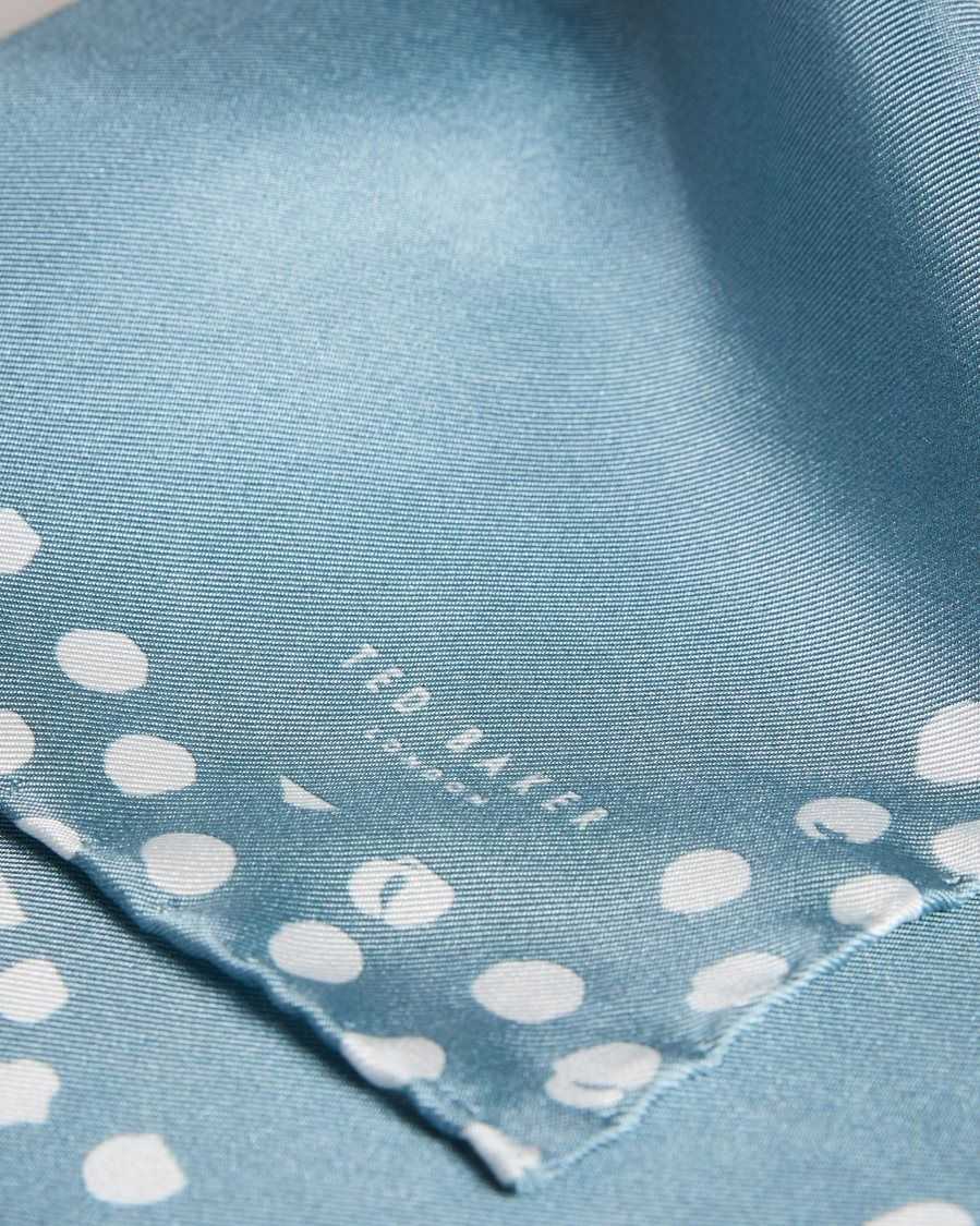 Ted Baker Priaar Printed Border Pocket Square Light Blue | 57421-XRLQ