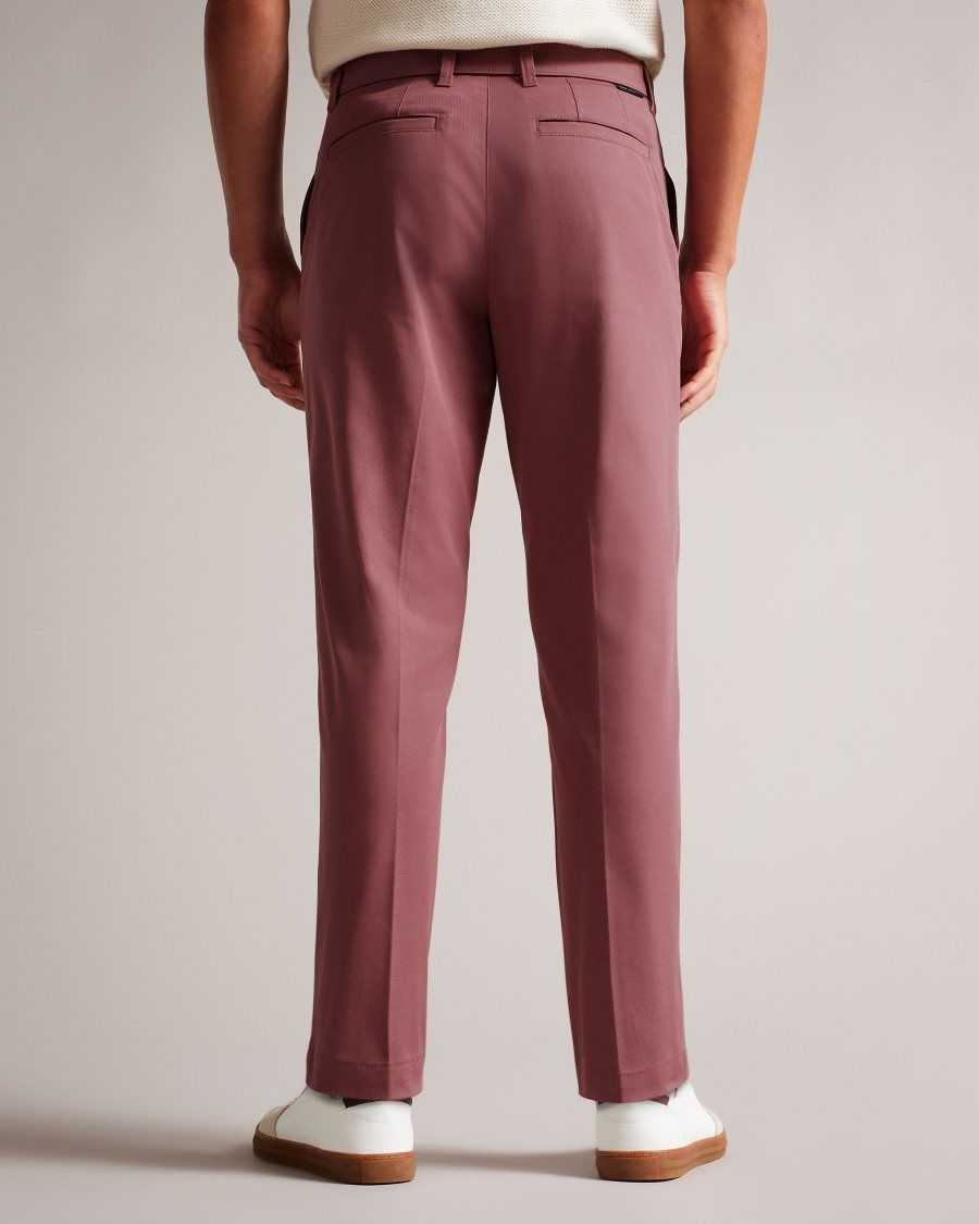 Ted Baker Quarts Belted Straight Leg Trousers Maroon | 04698-XQGF