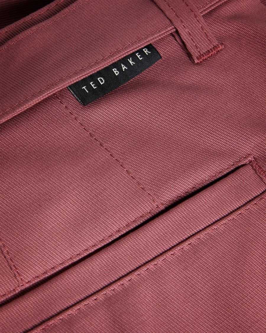 Ted Baker Quarts Belted Straight Leg Trousers Maroon | 04698-XQGF