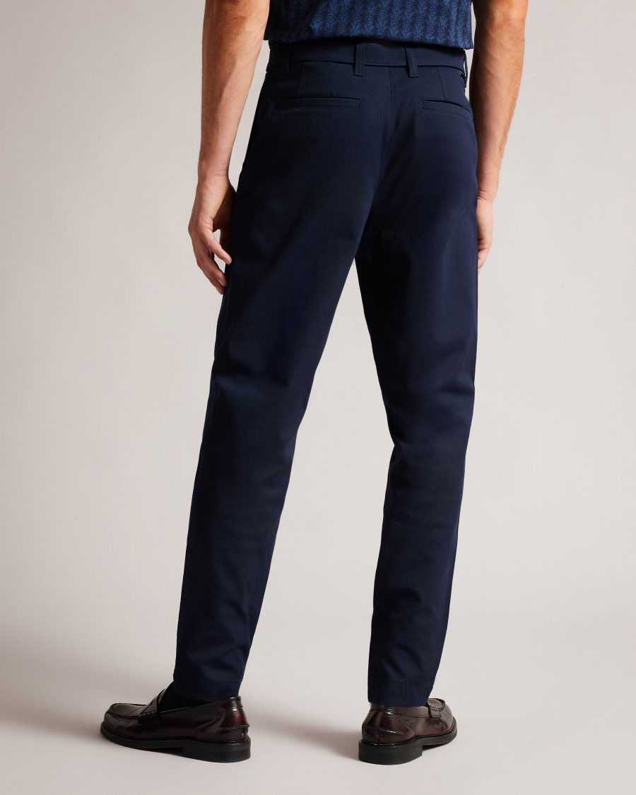 Ted Baker Quarts Belted Straight Leg Trousers Navy | 59027-VTMN