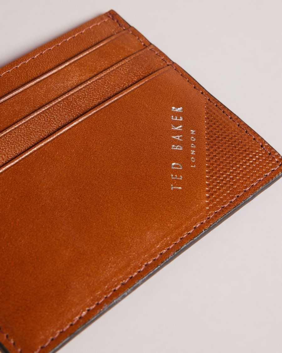 Ted Baker Raffle Embossed Corner Leather Card Holder Tan | 63809-QAYU