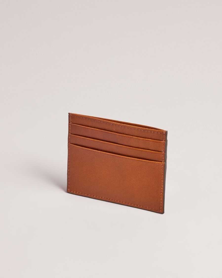 Ted Baker Raffle Embossed Corner Leather Card Holder Tan | 63809-QAYU