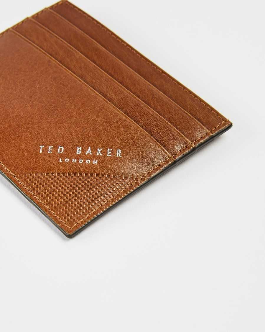 Ted Baker Raffle Embossed Corner Leather Card Holder Tan | 63809-QAYU