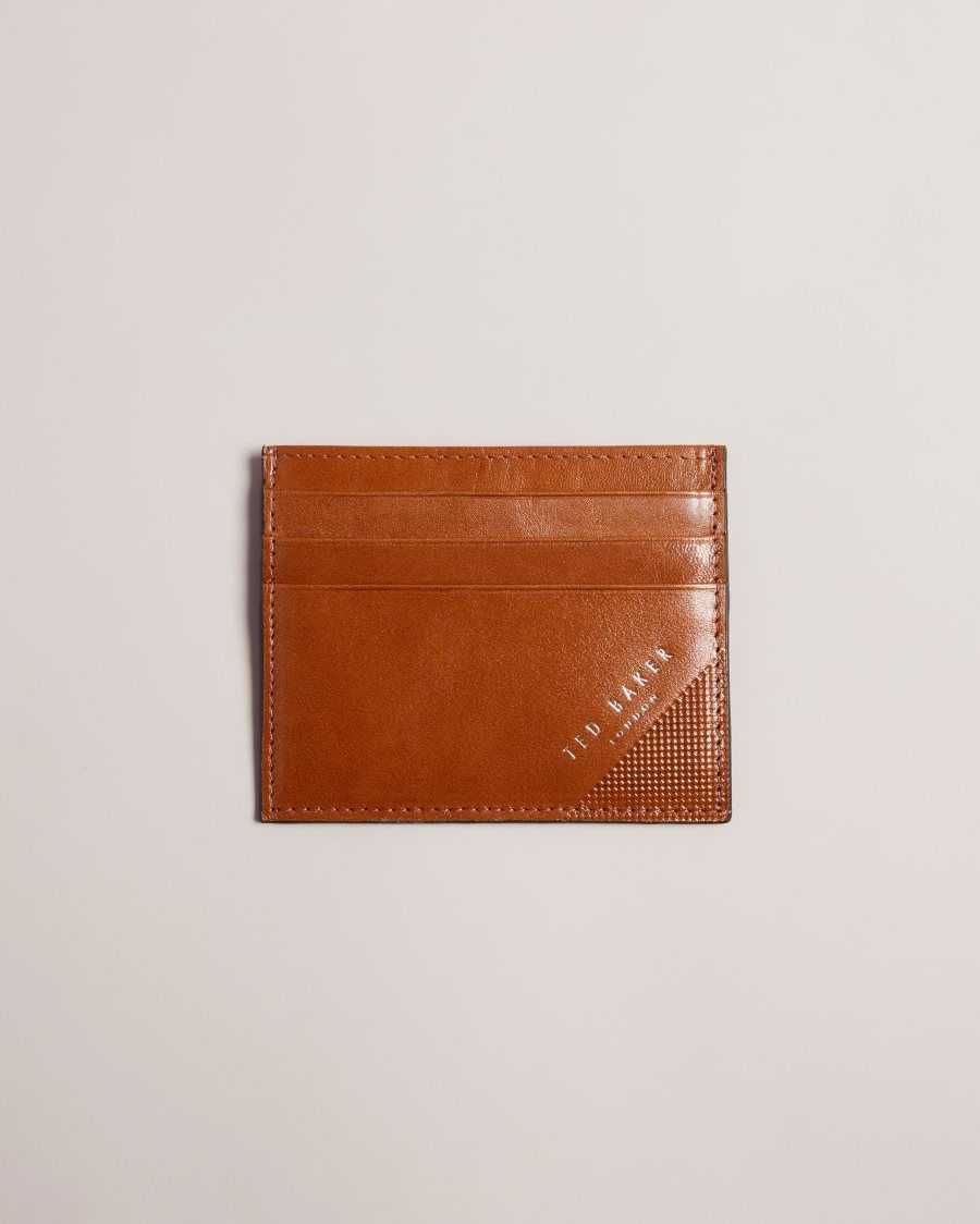 Ted Baker Raffle Embossed Corner Leather Card Holder Tan | 63809-QAYU