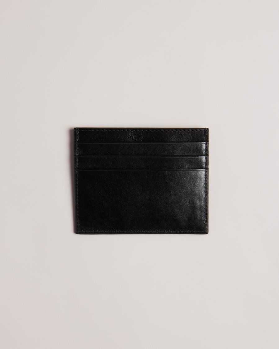 Ted Baker Raffle Embossed Corner Leather Card Holder Black | 49172-TUKI