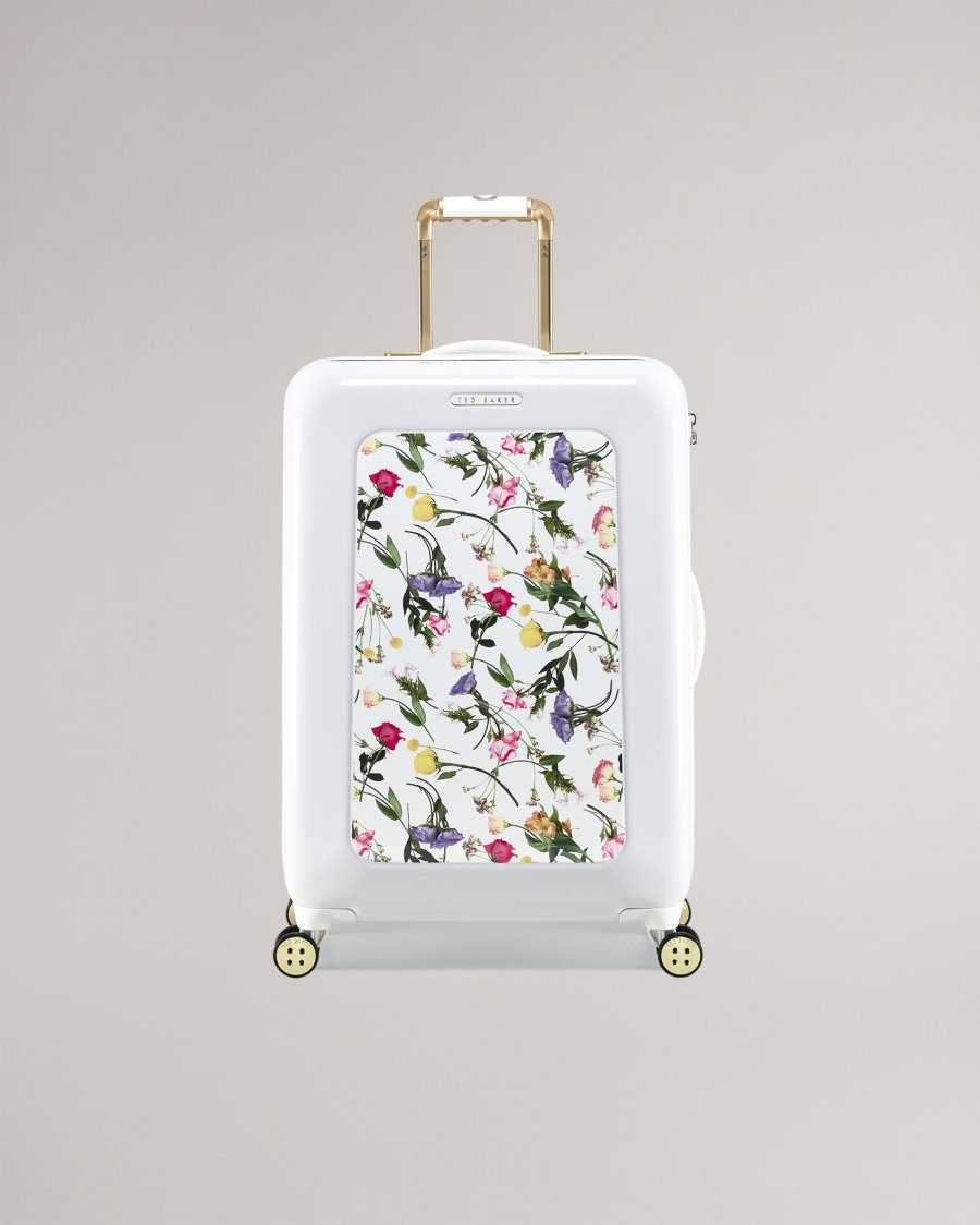 Ted Baker Raiden Scattered Bouquet Medium Trolley Case White | 31259-FDAN