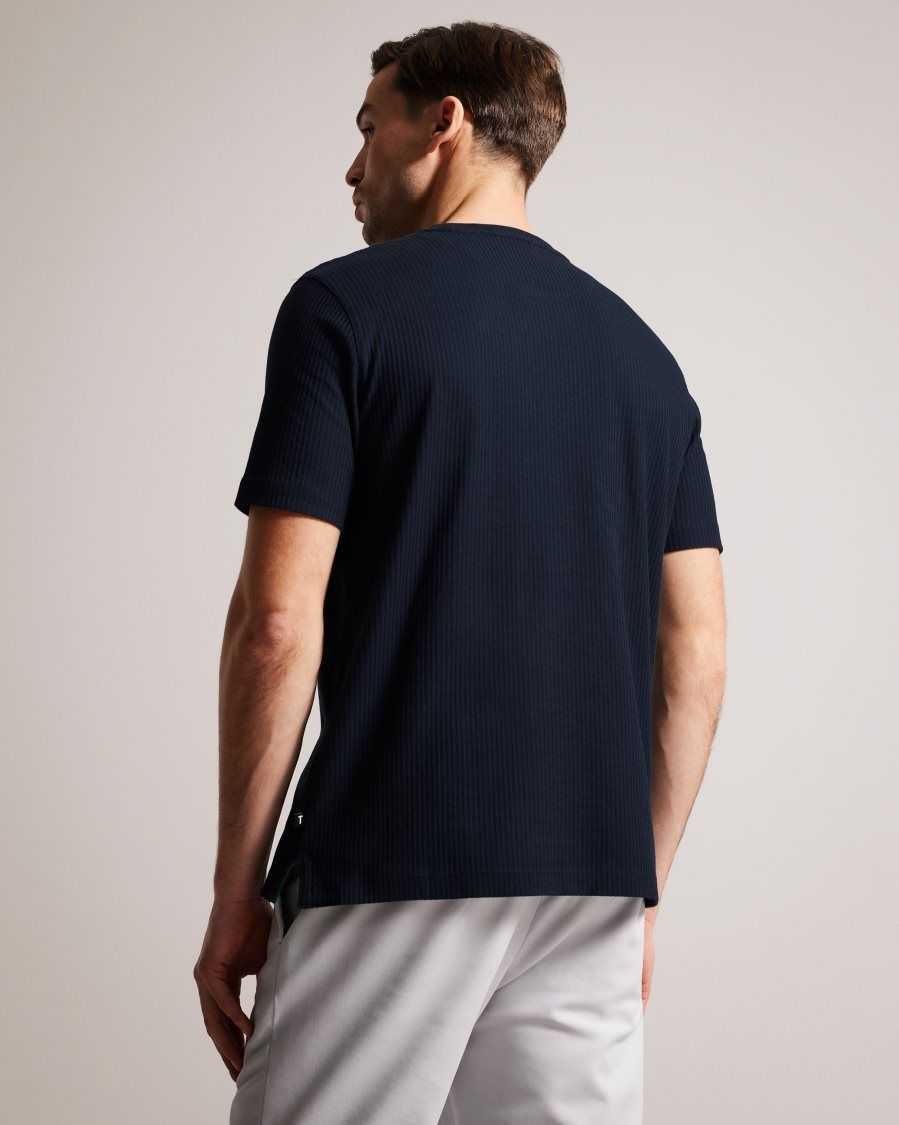 Ted Baker Rakes Textured Regular Fit T-Shirt Navy | 42967-KHSQ