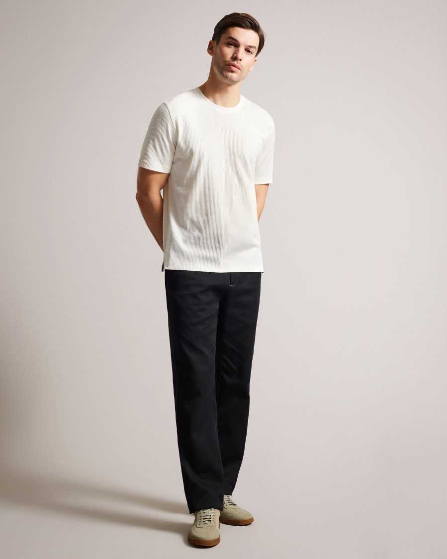 Ted Baker Rakes Textured Regular Fit T-Shirt White | 75132-GZML