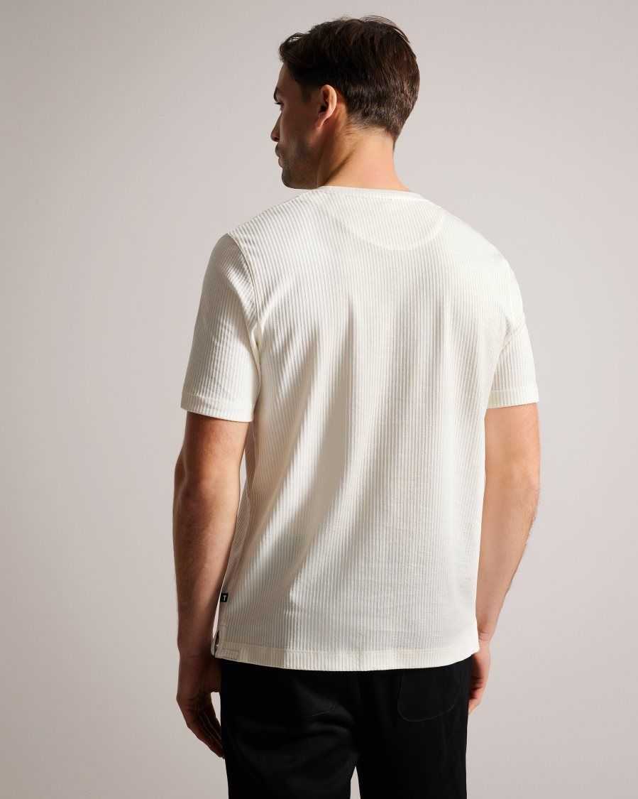 Ted Baker Rakes Textured Regular Fit T-Shirt White | 75132-GZML