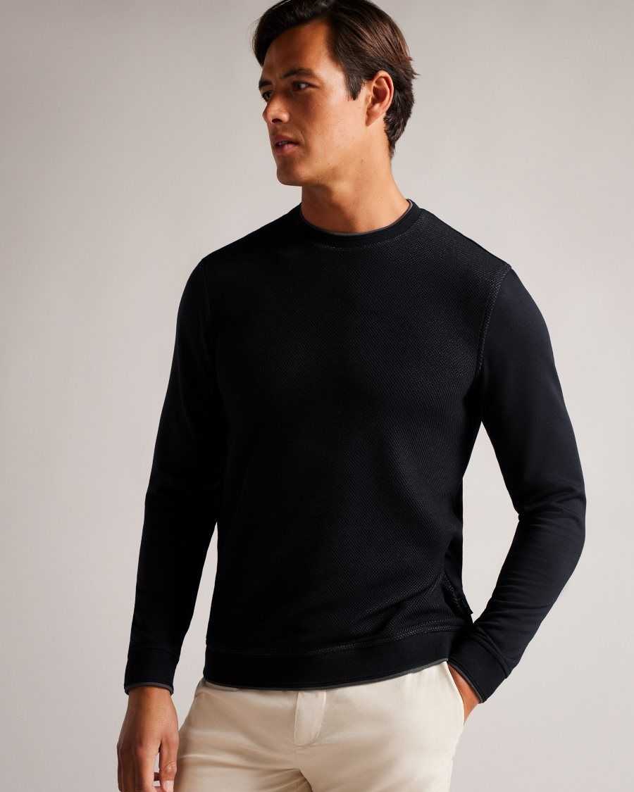 Ted Baker Raket Textured Front Jumper Navy | 14783-EKPB