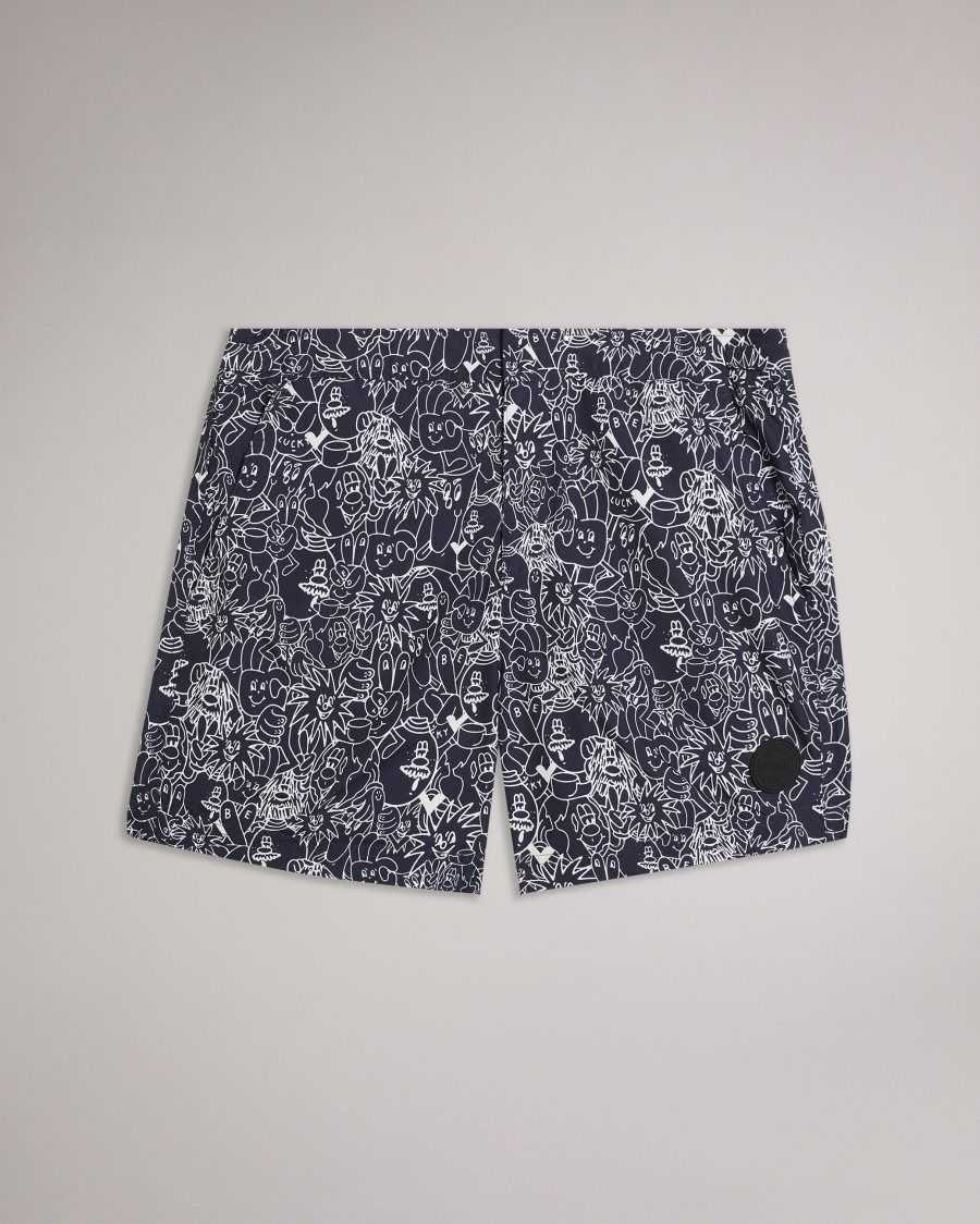 Ted Baker Ramsgat Character Graphic Swim Shorts Dark Navy | 03529-IPVR