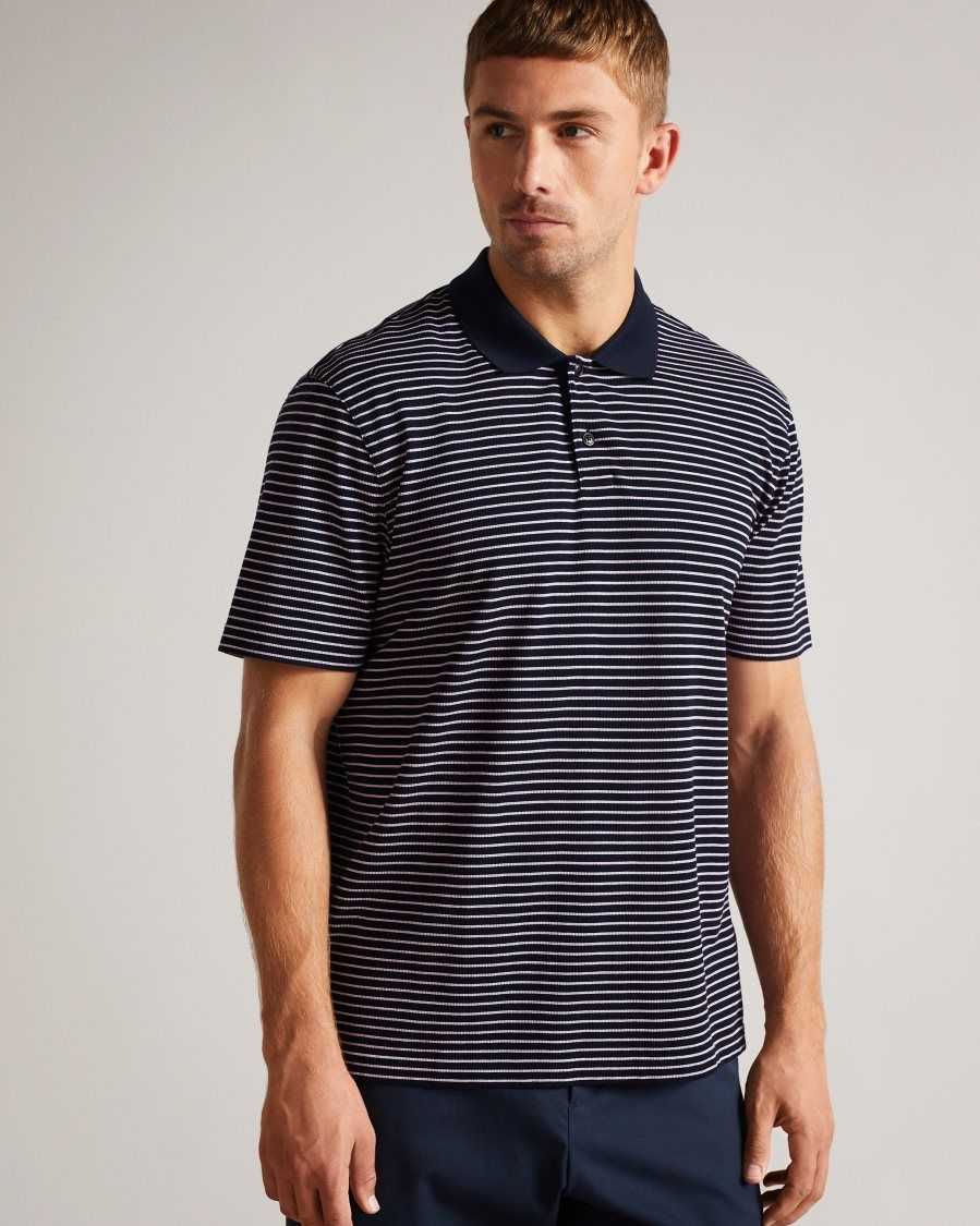 Ted Baker Ravens Striped Pique Polo Dark Navy | 57619-QJDW