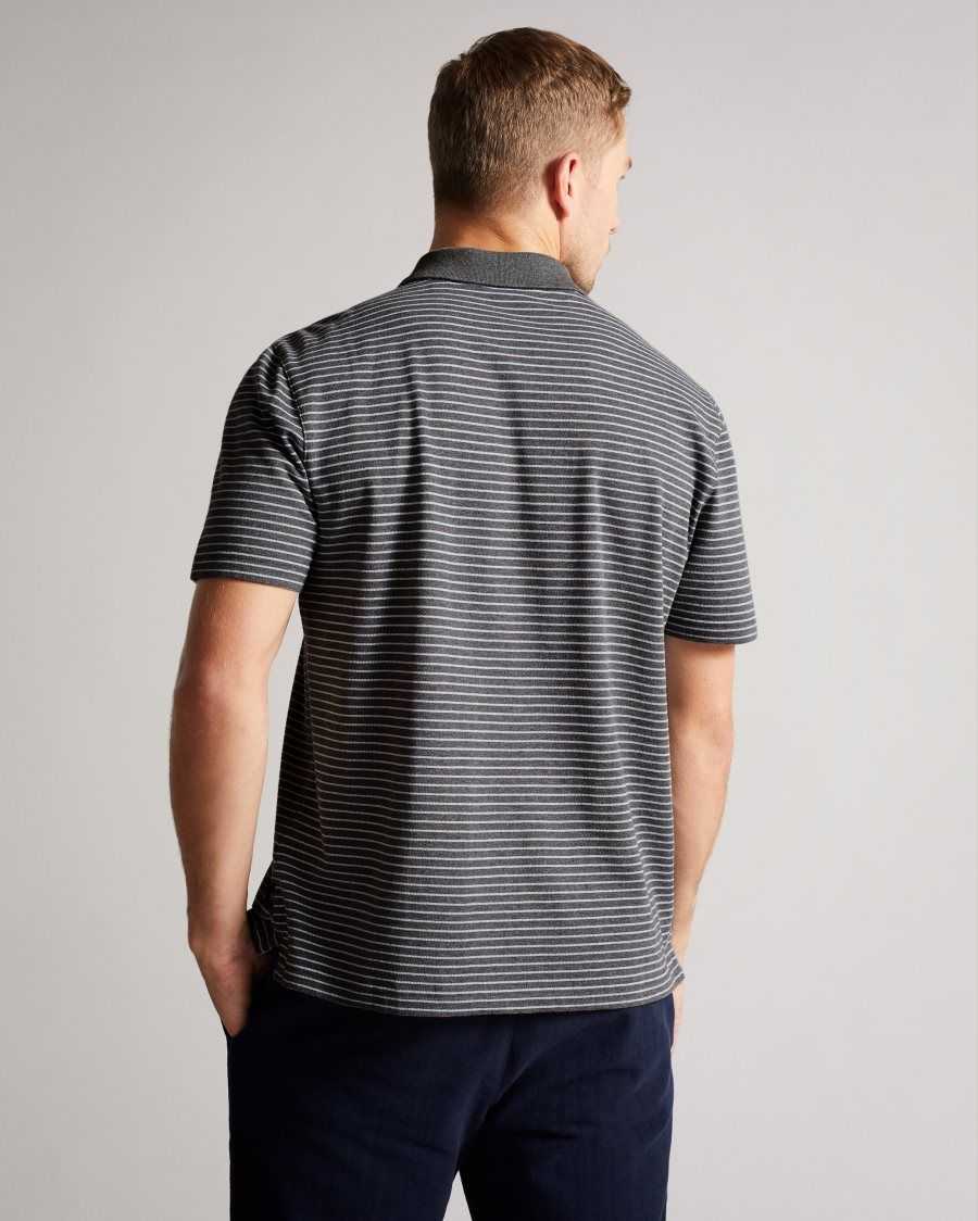 Ted Baker Ravens Striped Pique Polo Grey-Marl | 95843-GXQD