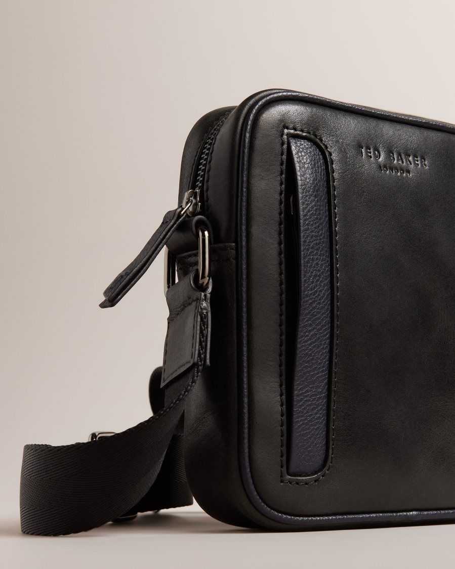 Ted Baker Rayson Waxy Leather Shoulder Bag Black | 64187-SEQK