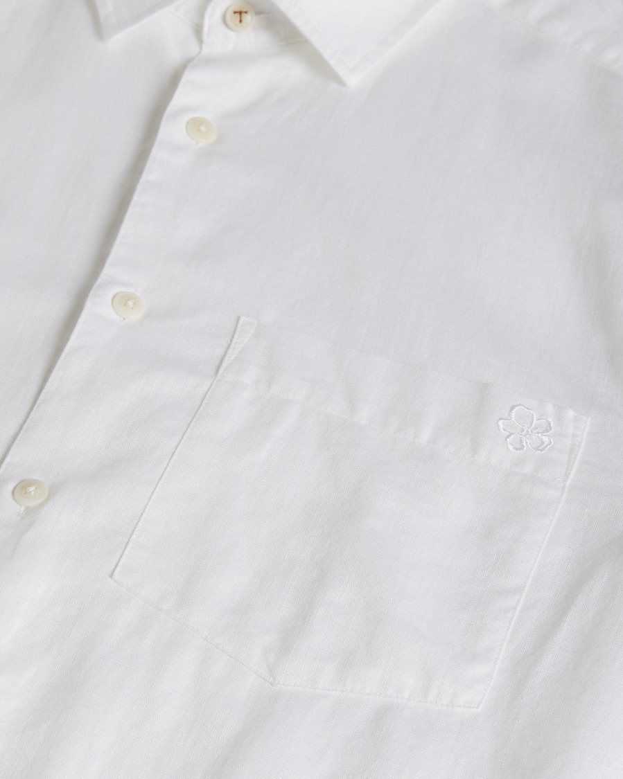 Ted Baker Remark Long Sleeve Linen Shirt White | 73541-XKPA