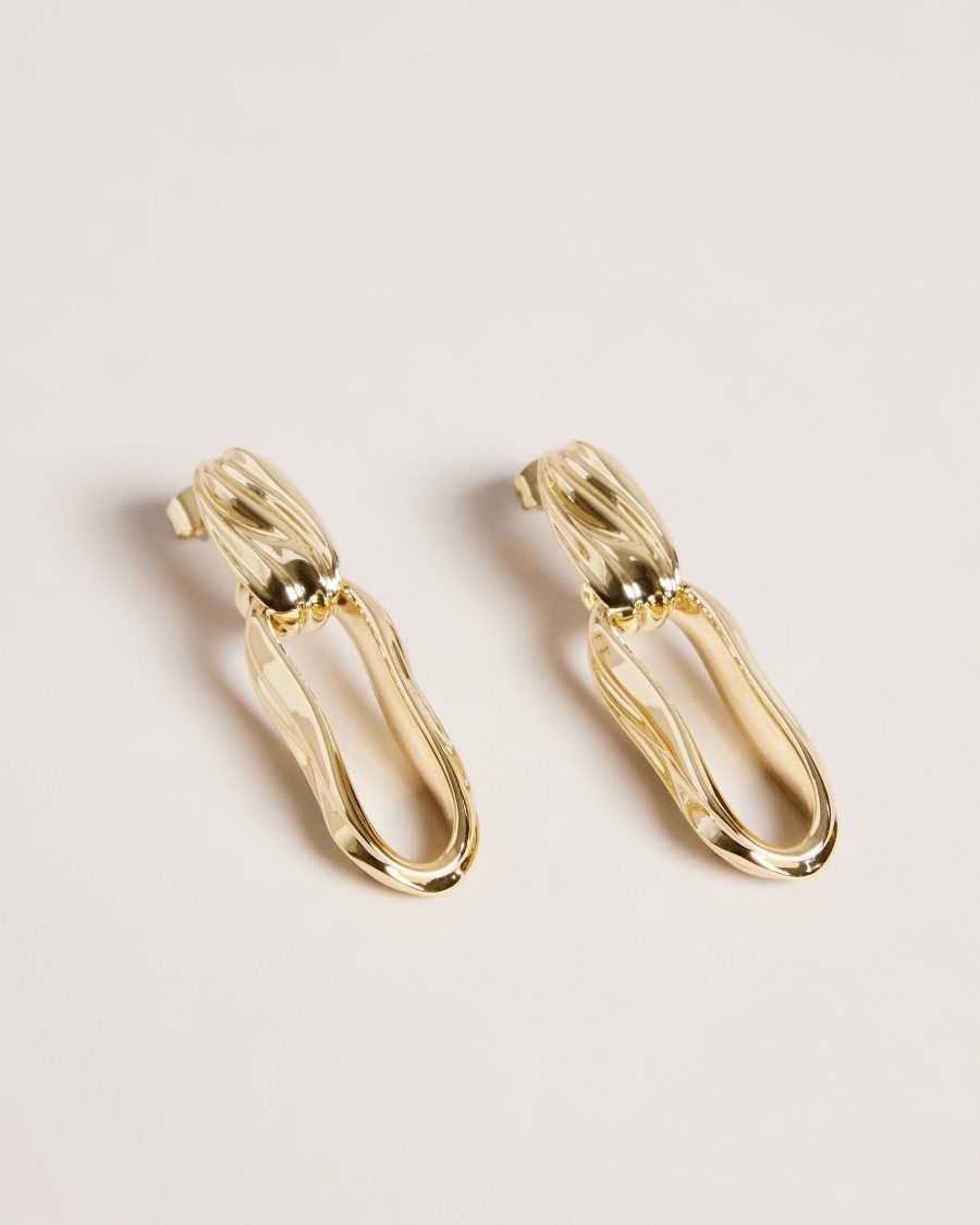 Ted Baker Rendali Ripple Chain?Drop Earrings Gold Colour | 31895-EKZU