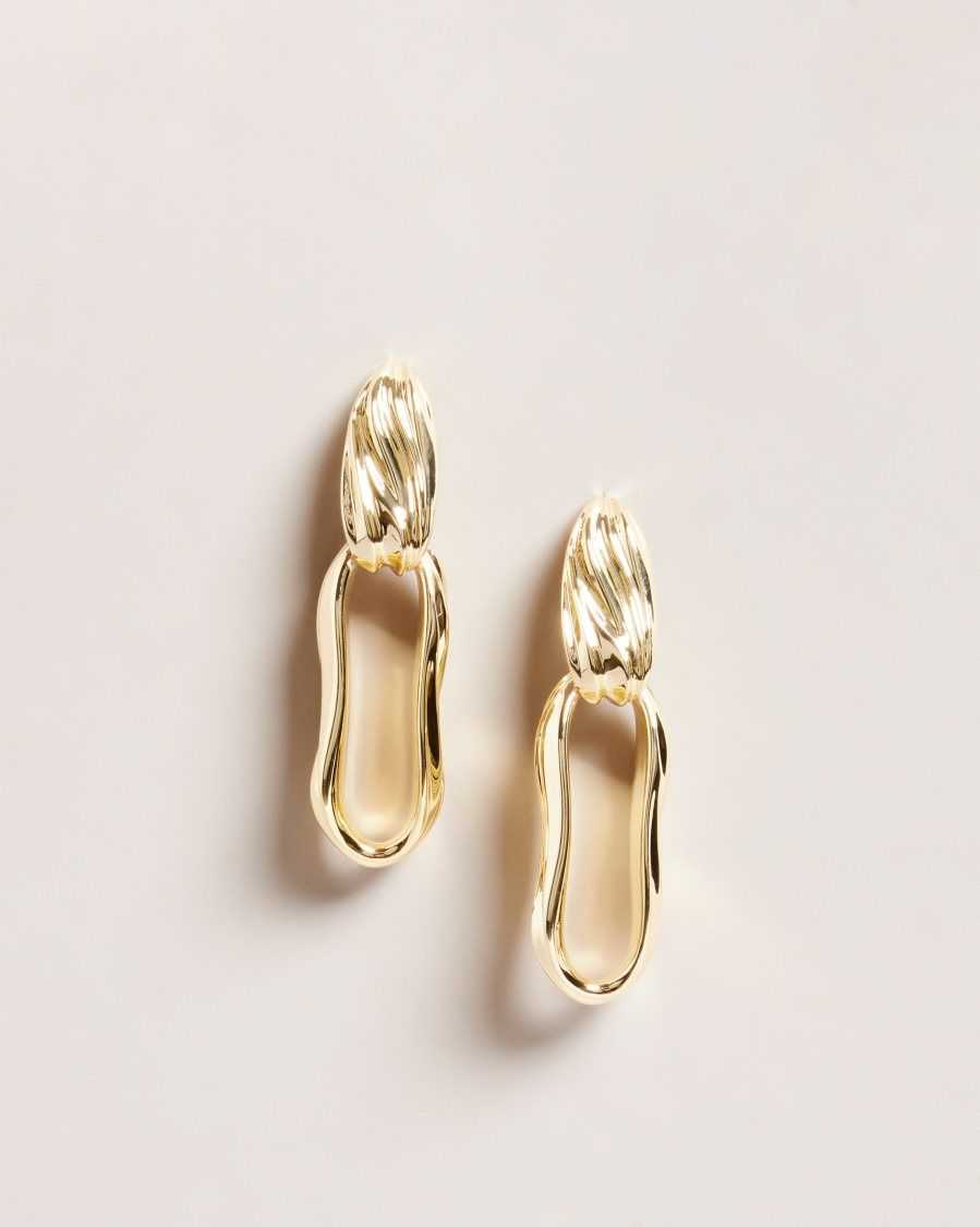 Ted Baker Rendali Ripple Chain?Drop Earrings Gold Colour | 31895-EKZU