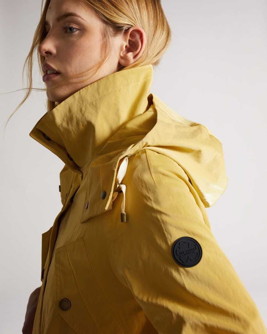 Ted Baker Renniey Technical Rain Mac Yellow | 01346-TNAQ