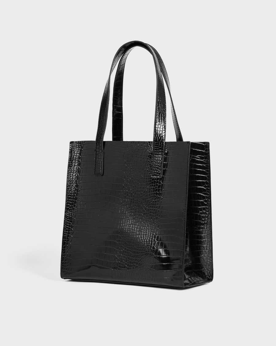 Ted Baker Reptcon Croc Detail Small Icon Bag Black | 68194-BNUO