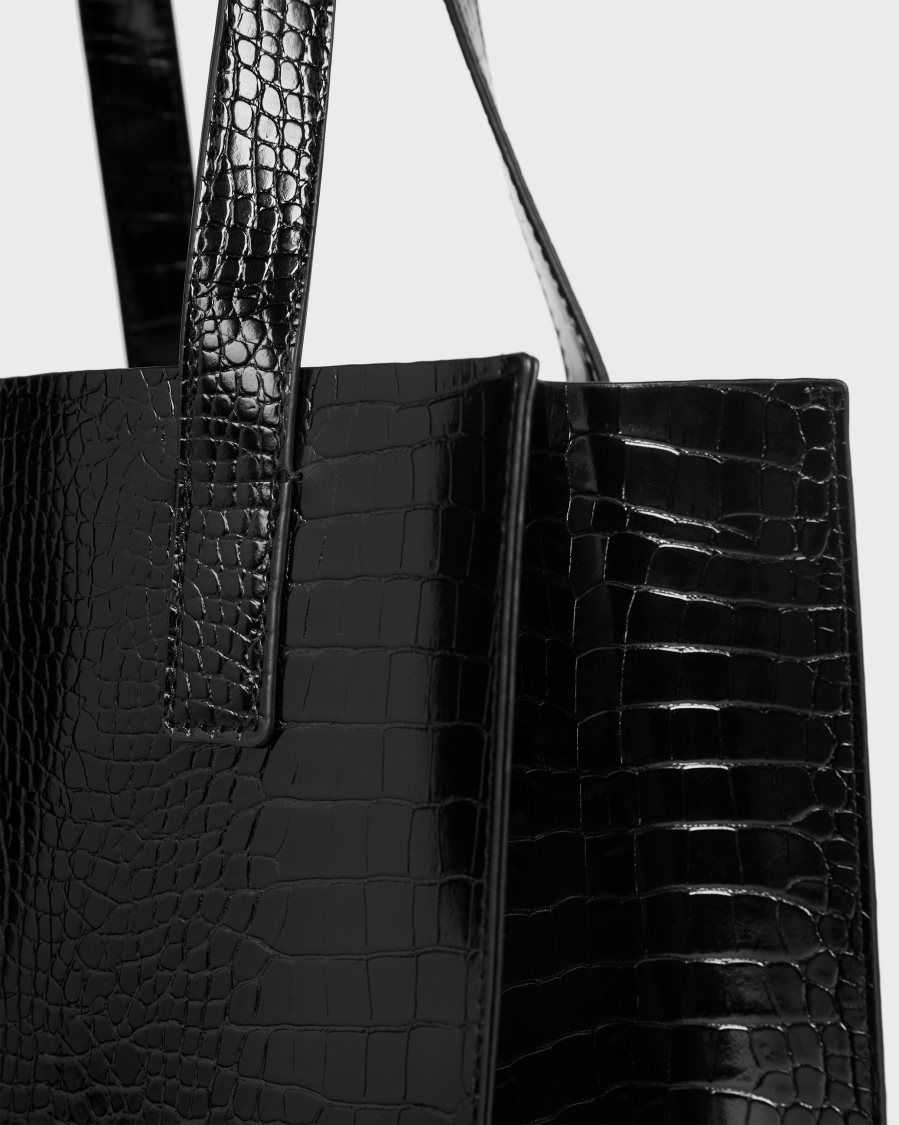 Ted Baker Reptcon Croc Detail Small Icon Bag Black | 68194-BNUO