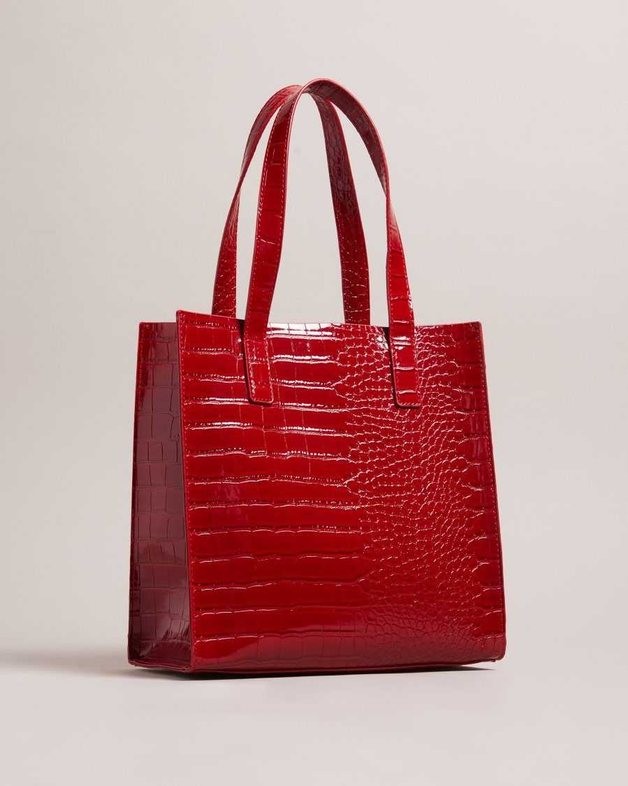 Ted Baker Reptcon Croc Detail Small Icon Bag Red | 39148-ZBQL