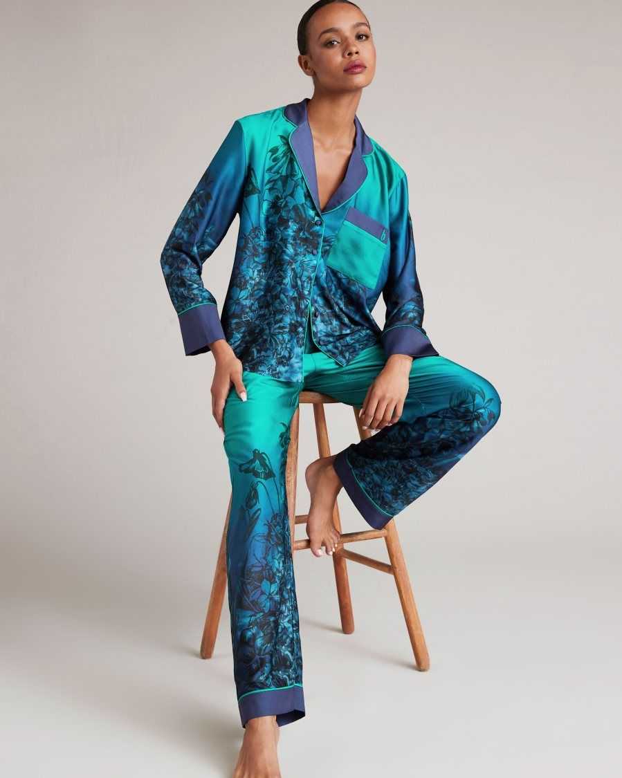 Ted Baker Rheana Floral Ombre Pyjama Set Blue | 36205-OUGC