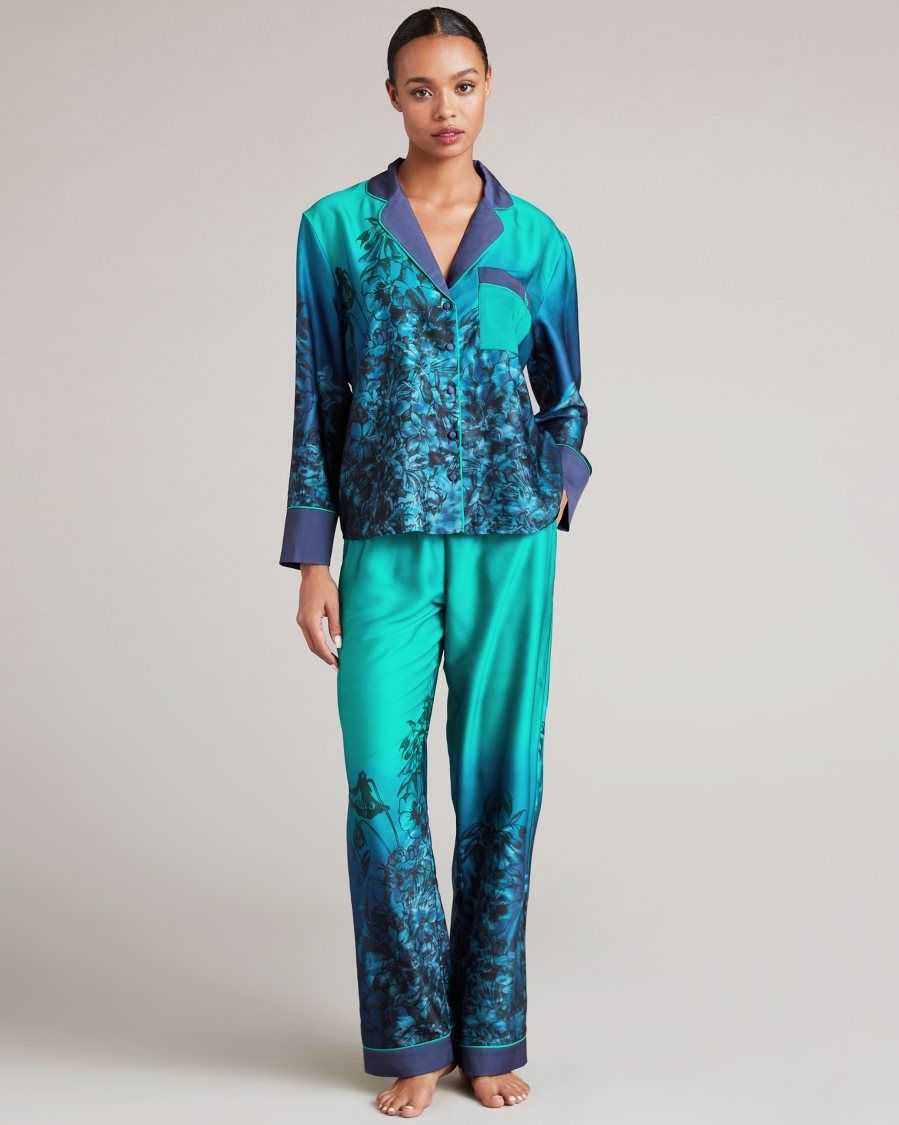 Ted Baker Rheana Floral Ombre Pyjama Set Blue | 36205-OUGC