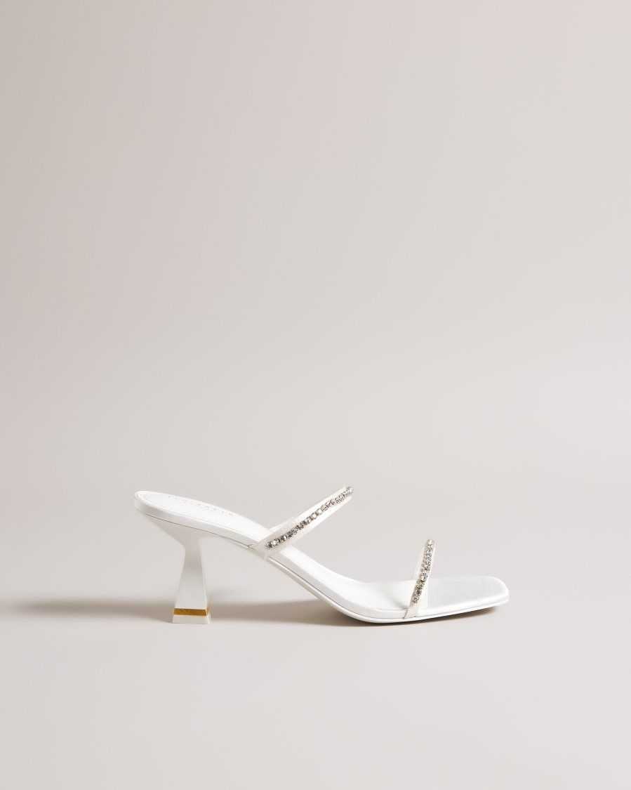 Ted Baker Rinita Diamante Satin Kitten Heel Sandals Ivory | 18692-JRZA