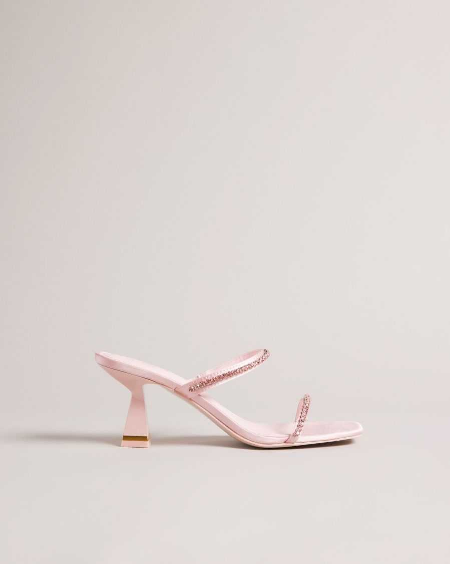 Ted Baker Rinita Diamante Satin Kitten Heel Sandals Pale Pink | 93061-WUTB