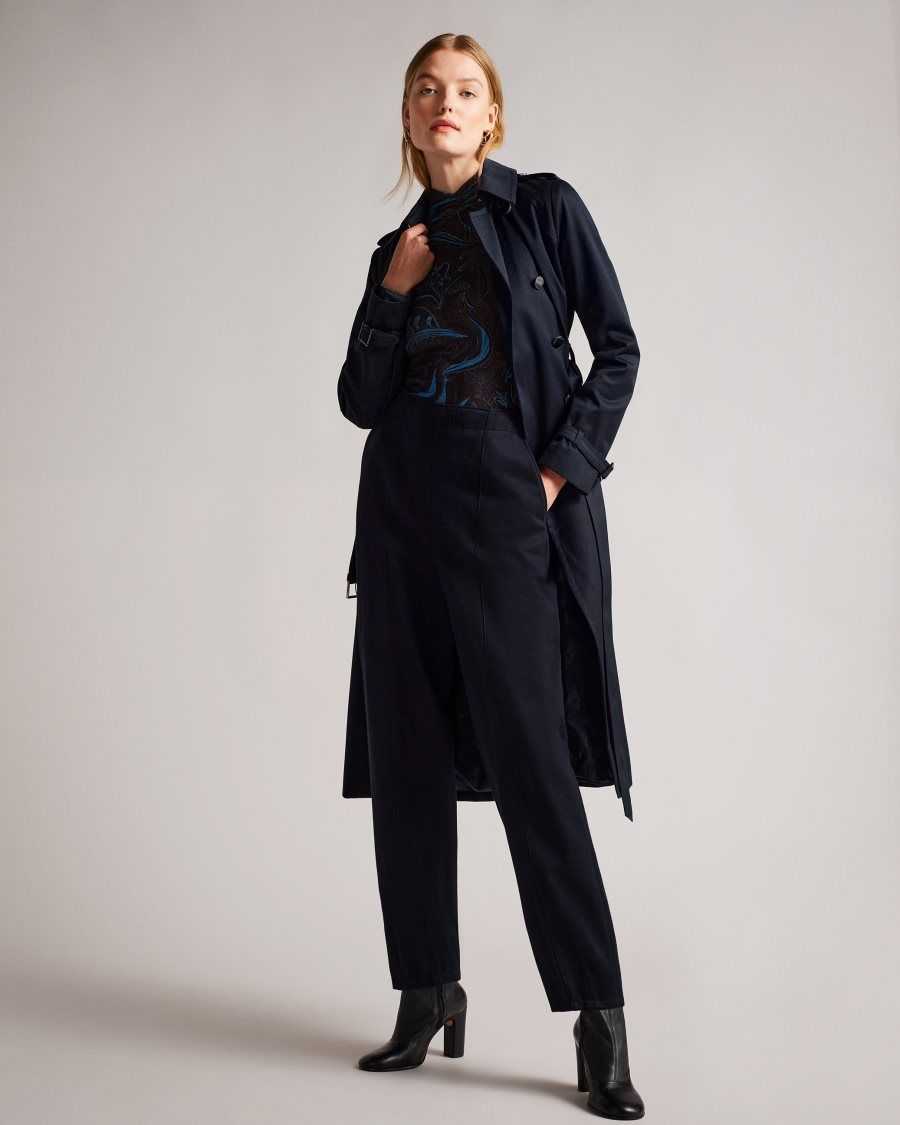 Ted Baker Robbii Lightweight Showerproof Trench Coat Navy | 35267-FWDP