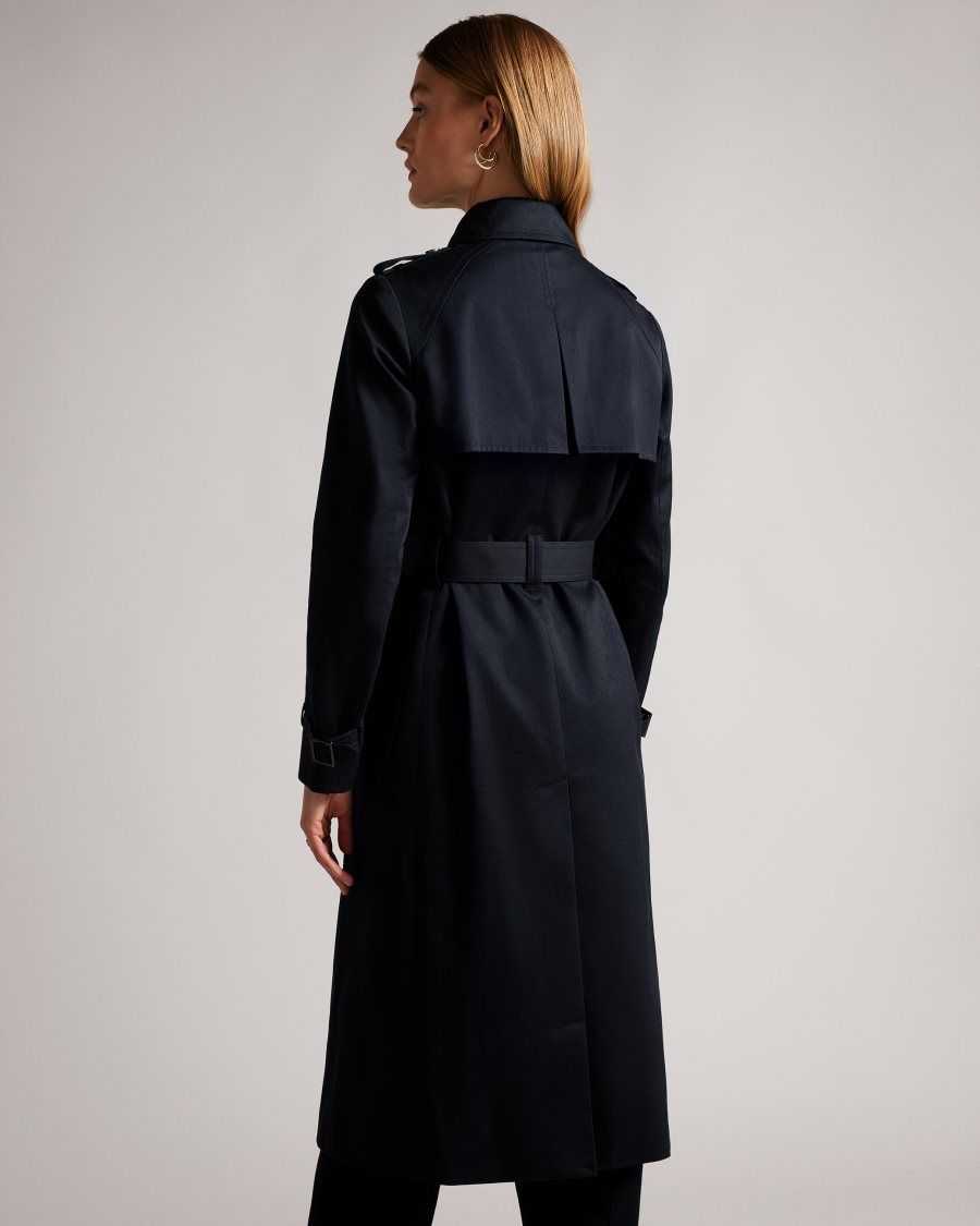 Ted Baker Robbii Lightweight Showerproof Trench Coat Navy | 35267-FWDP