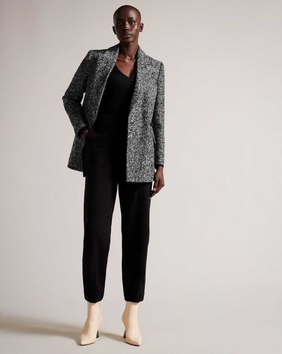 Ted Baker Robinet Oversized Marled Blazer Coat Black | 48253-NSUW