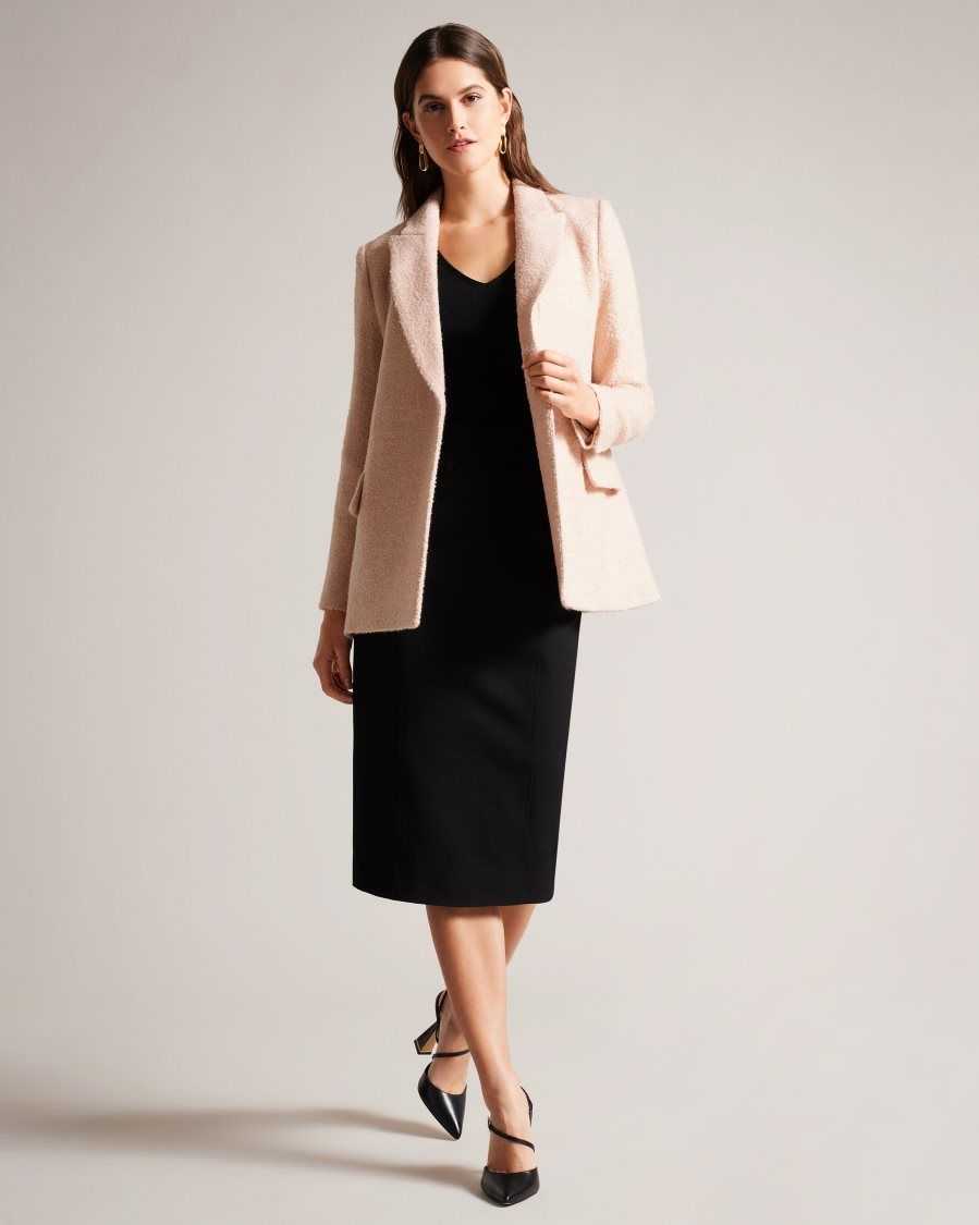 Ted Baker Robinet Oversized Marled Blazer Coat Pale Pink | 58340-BPSC