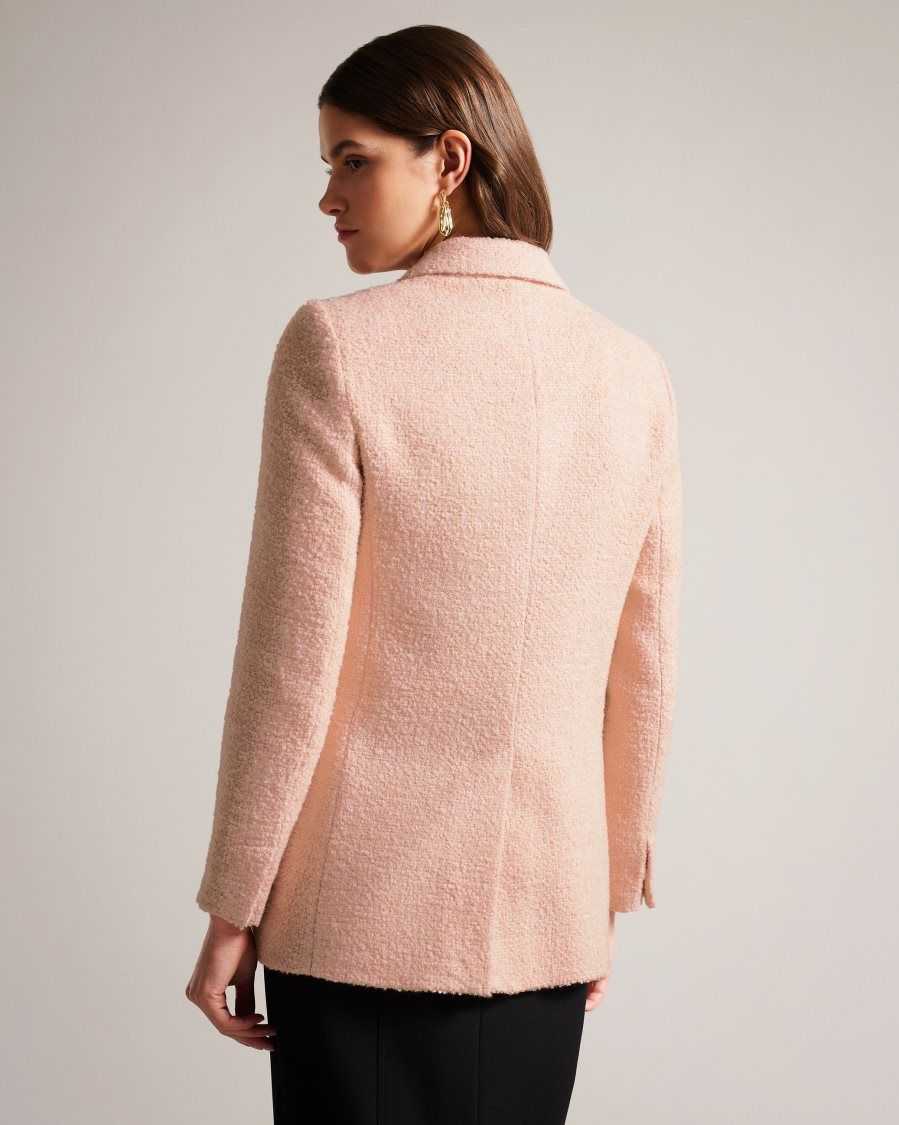 Ted Baker Robinet Oversized Marled Blazer Coat Pale Pink | 58340-BPSC