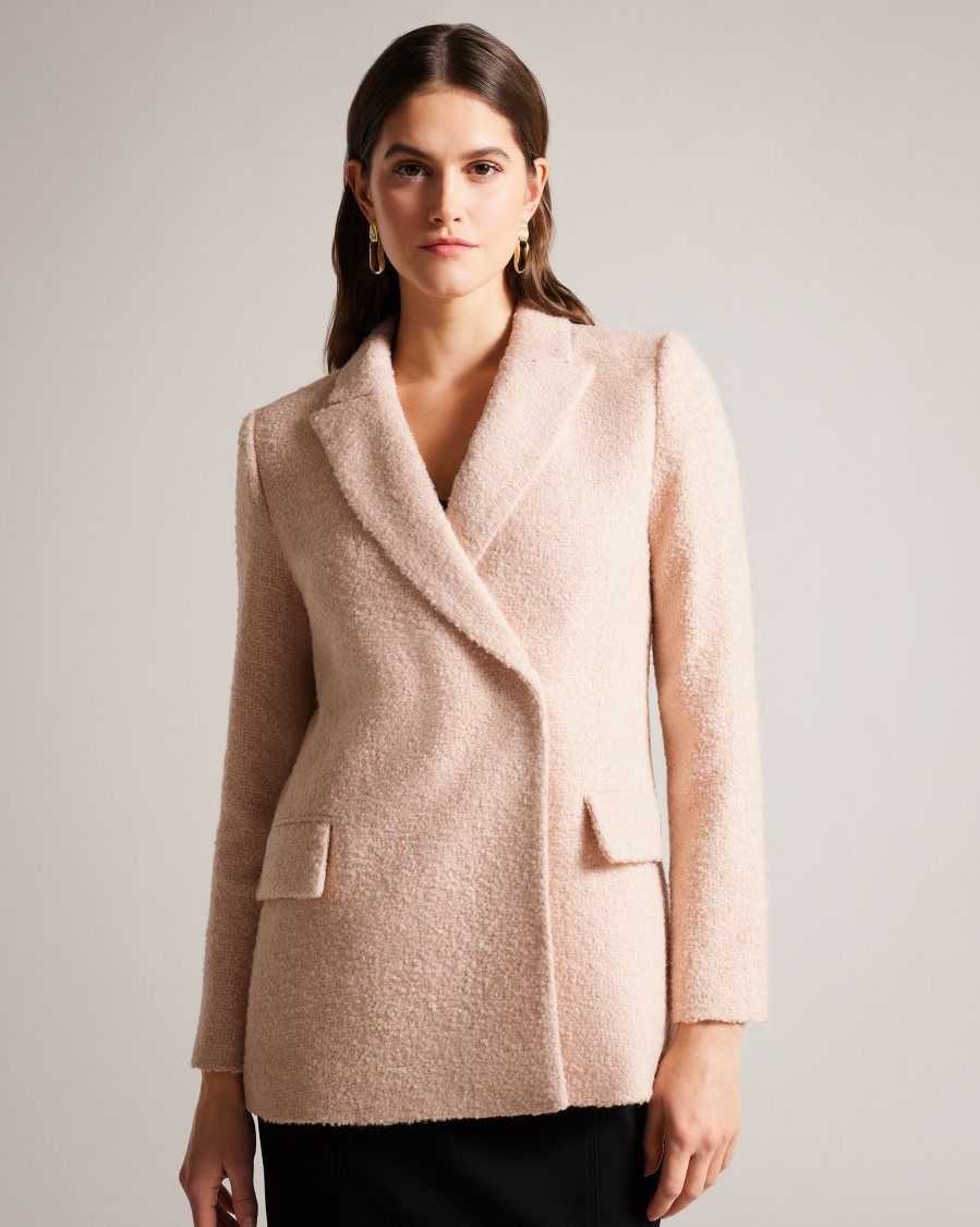 Ted Baker Robinet Oversized Marled Blazer Coat Pale Pink | 58340-BPSC