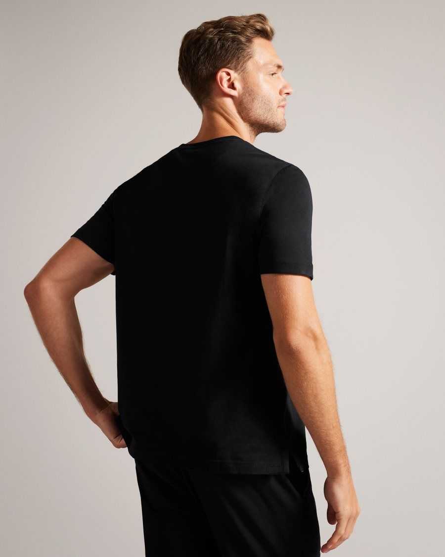 Ted Baker Rofata Short Sleeve Square Logo Graphic T-Shirt Black | 20846-YZHR