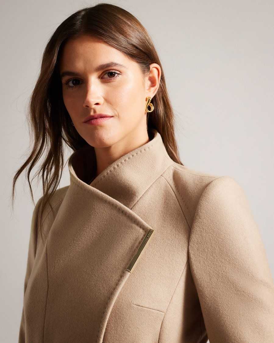 Ted Baker Rose Wool Wrap Coat Camel | 25403-RSIV