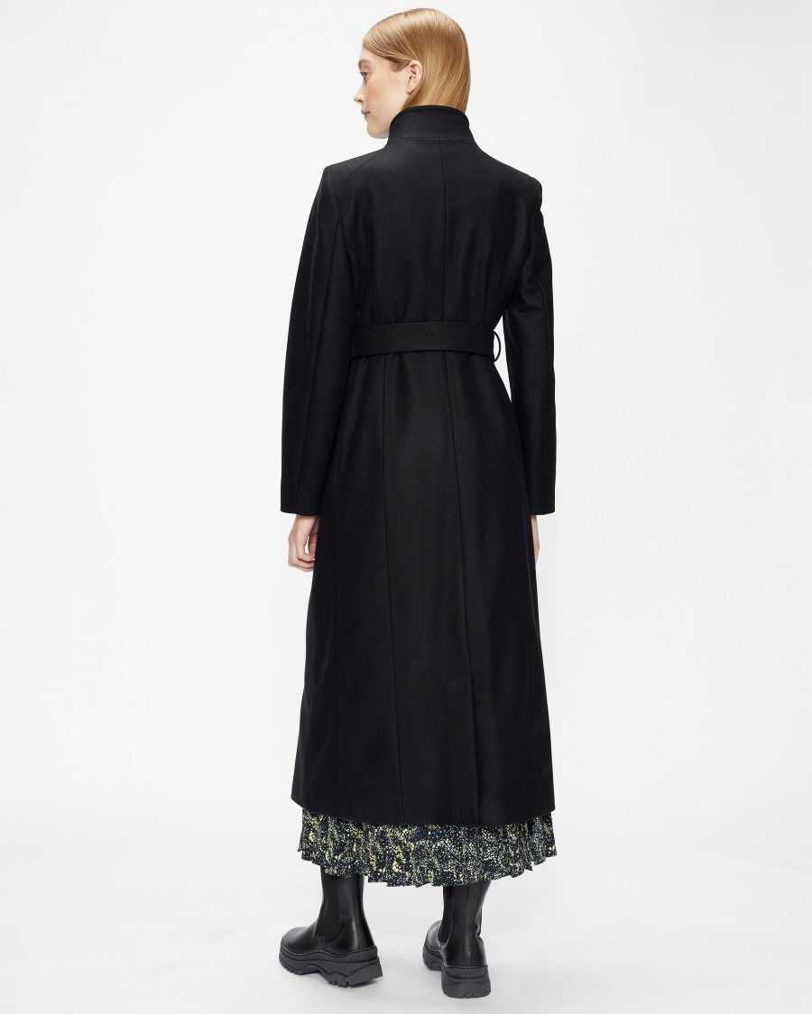 Ted Baker Rosell Long Length Wool Wrap Coat Black | 64809-QBTR