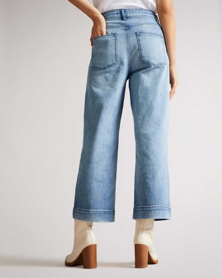 Ted Baker Roseum Wide Leg Cropped Denim Jeans Light Wash | 85072-BNLF