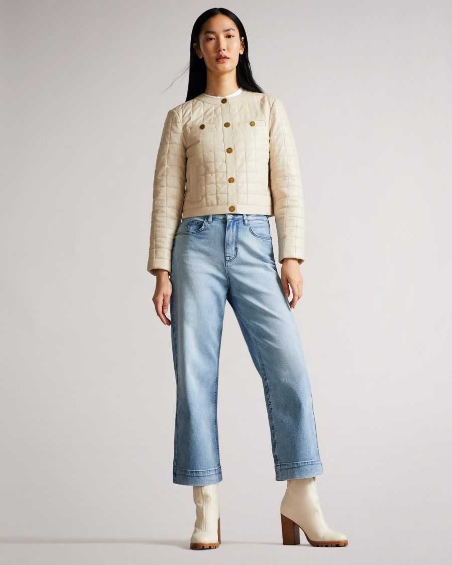 Ted Baker Roseum Wide Leg Cropped Denim Jeans Light Wash | 85072-BNLF