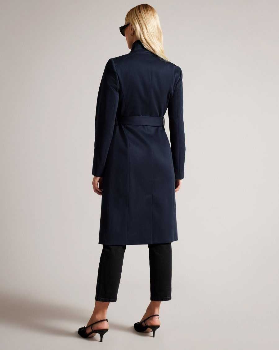 Ted Baker Rosina Midi Length Wrap Trench Coat Dark Blue | 10964-BLTX